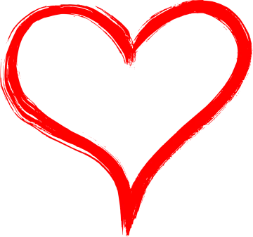 a black and white heart drawn with a brush