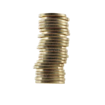 a stack of coins on a white background