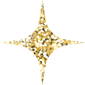 a gold star with circles on it