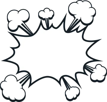a black and white illustration of a comic explosion