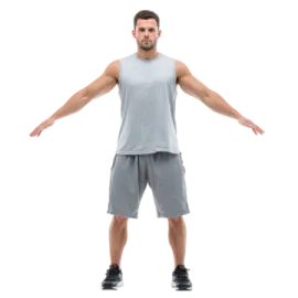 a man in grey tank top and gray shorts