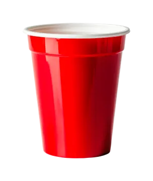 a red cup on a white background