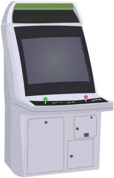 an old arcade machine with a green screen