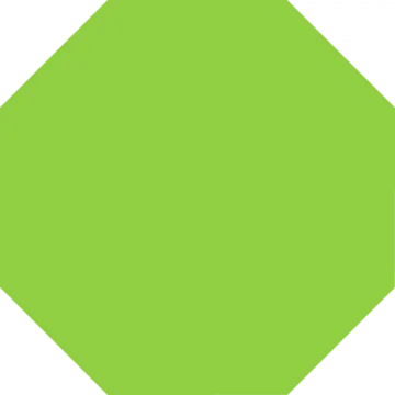 a green hexagon on a white background