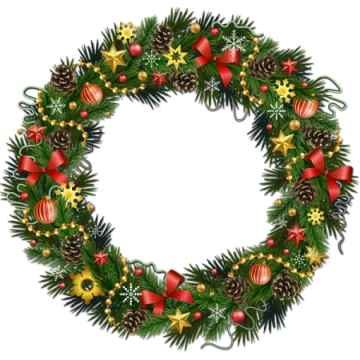 a christmas wreath with ornaments and decorations