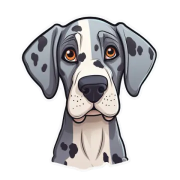 a black and white dog sticker on a white background