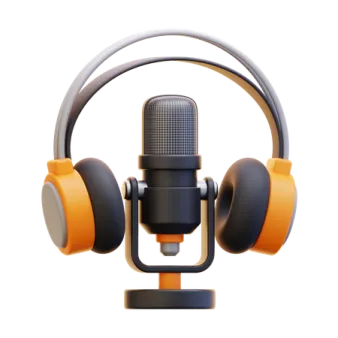 a microphone with headphones on it