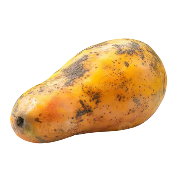 a close up of a mango fruit on a white background