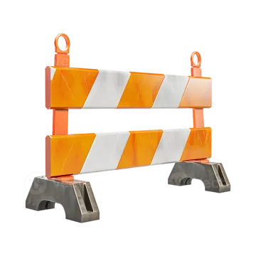 a pair of orange and white barrier barriers on a white background