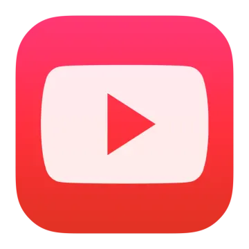 a red square icon with the youtube logo