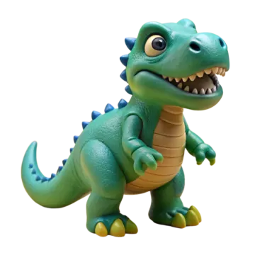 a small toy dinosaur with its mouth open