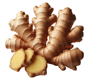 a pile of ginger root on a white background