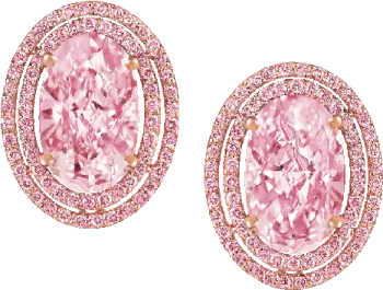 a pair of pink sapphire and diamond earrings