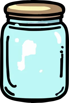 a blue glass jar with a brown lid