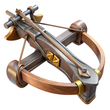 a wooden bow with two arrows on it