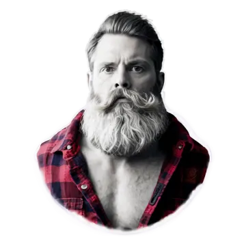 a man with a long beard and a red shirt