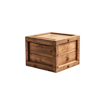 a wooden box on a white background