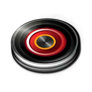 a red and black speaker on a white background