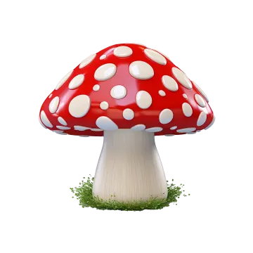 a red mushroom with white spots