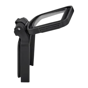 a close up view of the side of a black plastic bottle opener