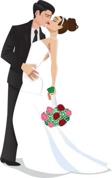 a bride and groom kissing on their wedding day