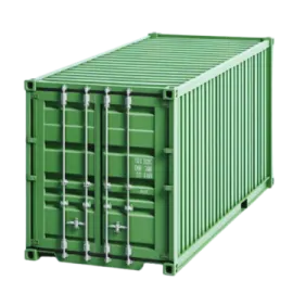 a green shipping container on a white background