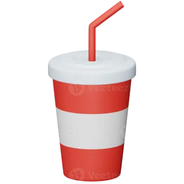 a red and white cup with a straw