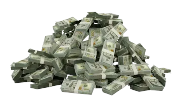 a pile of money on a white background