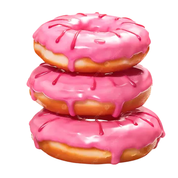 three donuts on a white background