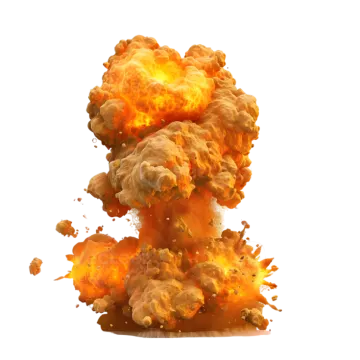 an explosion of orange and yellow smoke on white background