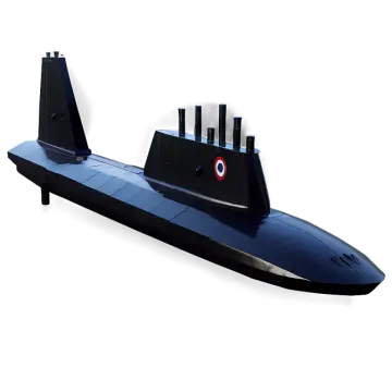 a model of a submarine on a white background