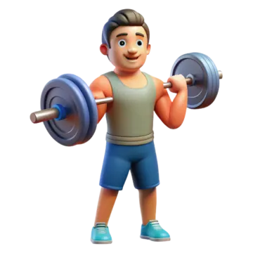 a cartoon character holding a barbell