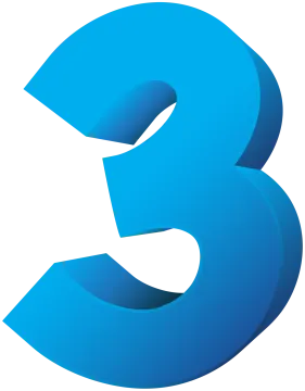the number 3 in blue