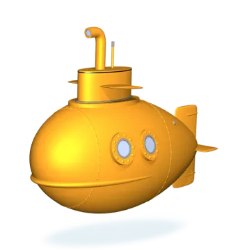a yellow submarine on a white background