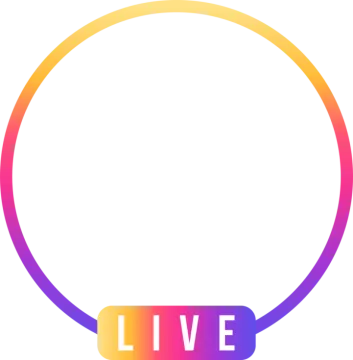a circle with the words live on it
