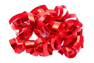a pile of red ribbon bows