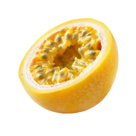 a passion fruit cut in half