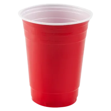 a red cup on a white background