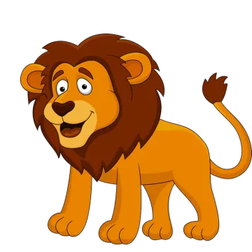 a cartoon lion standing and smiling