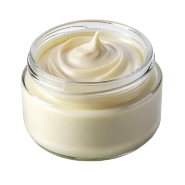 a jar of cream on a white background