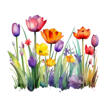 a watercolor painting of colorful flowers
