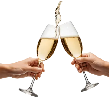 two hands holding glasses of champagne