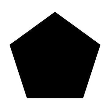 a black hexagon on a white background
