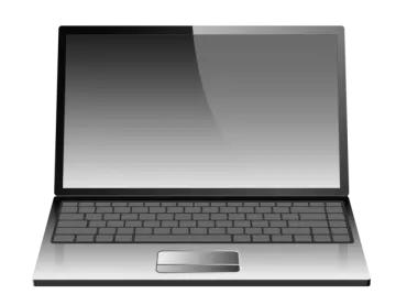 a laptop computer with a blank screen