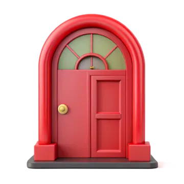 a red door on a white background