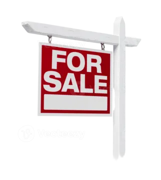 a for sale sign on a white background