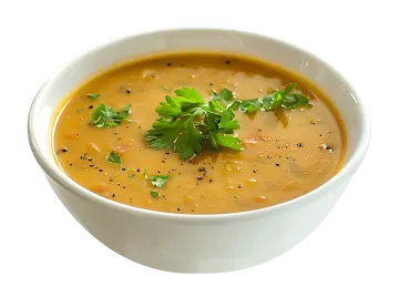 soup in a white bowl