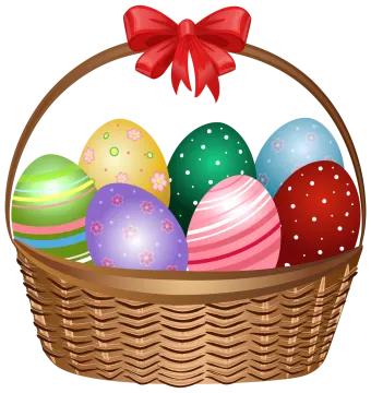 a basket filled with colorful easter eggs