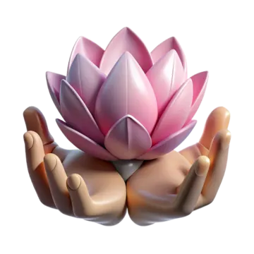 a pink lotus flower sitting on top of two hands