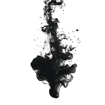 black ink in water on white background